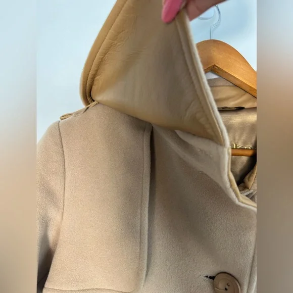 Mackage tan wool leather coat with buttons and pockets XS - Picture 8 of 15